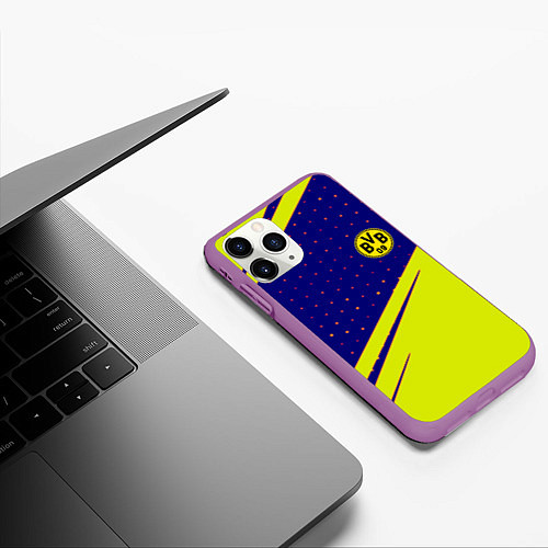 Чехол iPhone 11 Pro матовый Borussia logo geometry / 3D-Фиолетовый – фото 3