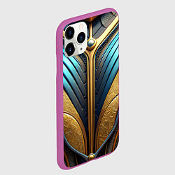 Чехол iPhone 11 Pro матовый Объемная футуристичная объемная текстура из кожи, цвет: 3D-фиолетовый — фото 2