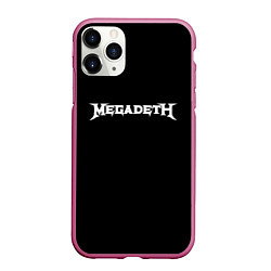 Чехол iPhone 11 Pro матовый Megadeth logo white, цвет: 3D-малиновый