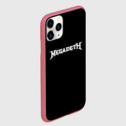 Чехол iPhone 11 Pro матовый Megadeth logo white, цвет: 3D-малиновый — фото 2