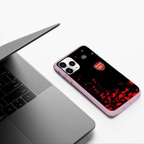 Чехол iPhone 11 Pro матовый Arsenal spash / 3D-Розовый – фото 3