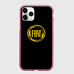 Чехол iPhone 11 Pro матовый FIAT logo yelow, цвет: 3D-малиновый
