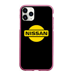 Чехол iPhone 11 Pro матовый Nissan yellow logo, цвет: 3D-малиновый