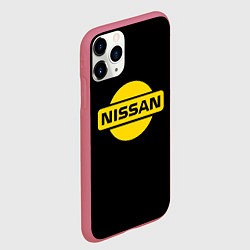 Чехол iPhone 11 Pro матовый Nissan yellow logo, цвет: 3D-малиновый — фото 2