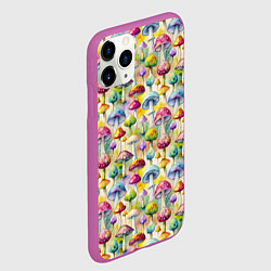 Чехол iPhone 11 Pro матовый Грибной узор, цвет: 3D-фиолетовый — фото 2