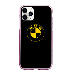 Чехол iPhone 11 Pro матовый BMW logo yellow, цвет: 3D-розовый