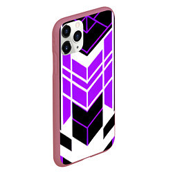 Чехол iPhone 11 Pro матовый Purple and black stripes on a white background, цвет: 3D-малиновый — фото 2