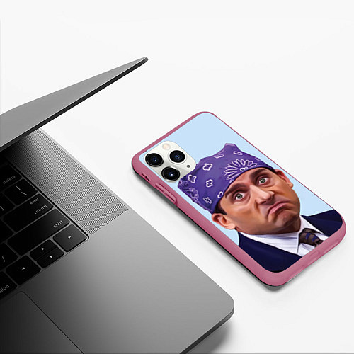 Чехол iPhone 11 Pro матовый Prison mike офис / 3D-Малиновый – фото 3