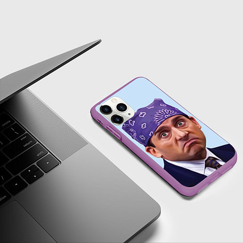 Чехол iPhone 11 Pro матовый Prison mike офис / 3D-Фиолетовый – фото 3