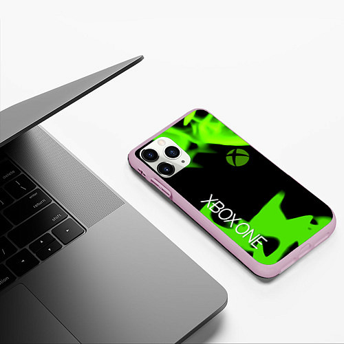 Чехол iPhone 11 Pro матовый Xbox one green flame / 3D-Розовый – фото 3