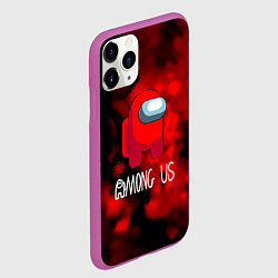 Чехол iPhone 11 Pro матовый Among us красный, цвет: 3D-фиолетовый — фото 2