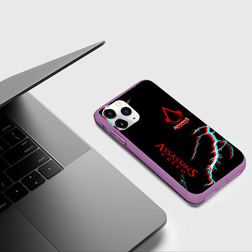 Чехол iPhone 11 Pro матовый Assassins Creed strom / 3D-Фиолетовый – фото 3