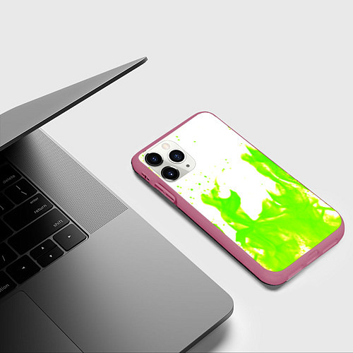 Чехол iPhone 11 Pro матовый Кислотный огонь / 3D-Малиновый – фото 3