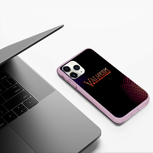 Чехол iPhone 11 Pro матовый Valheim logo pattern / 3D-Розовый – фото 3