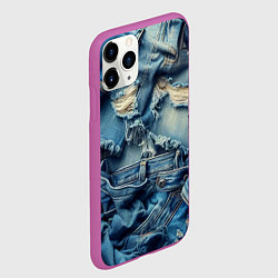 Чехол iPhone 11 Pro матовый Denim rags - fashion trend, цвет: 3D-фиолетовый — фото 2