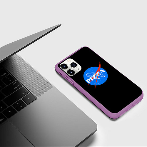 Чехол iPhone 11 Pro матовый Пица мем бренд / 3D-Фиолетовый – фото 3