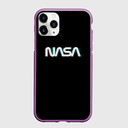 Чехол iPhone 11 Pro матовый NASA glitch, цвет: 3D-фиолетовый