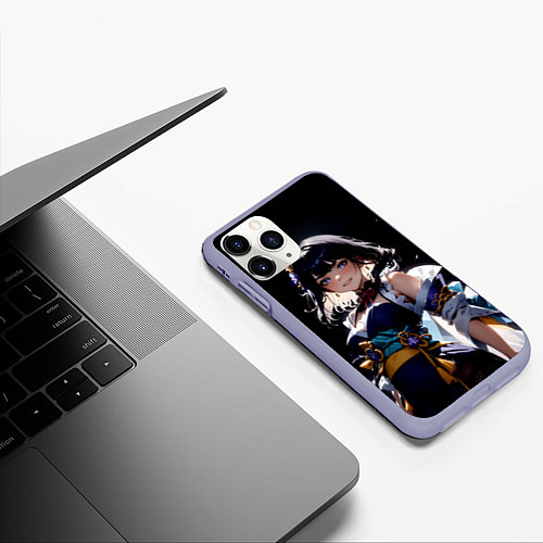Чехол iPhone 11 Pro матовый Genshin impact - shogun raiden / 3D-Светло-сиреневый – фото 3
