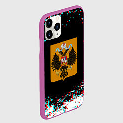 Чехол iPhone 11 Pro матовый Российская империя герб глитч, цвет: 3D-фиолетовый — фото 2