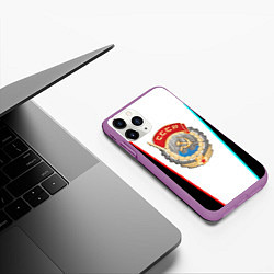 Чехол iPhone 11 Pro матовый Герб РФ текстура, цвет: 3D-фиолетовый — фото 2