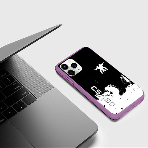 Чехол iPhone 11 Pro матовый Контра белые лого / 3D-Фиолетовый – фото 3