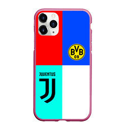 Чехол iPhone 11 Pro матовый Juventus x Borussia, цвет: 3D-малиновый