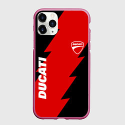 Чехол iPhone 11 Pro матовый Ducati - logo, цвет: 3D-малиновый