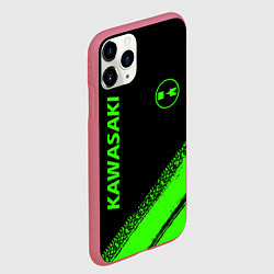 Чехол iPhone 11 Pro матовый Kawasaki - logo, цвет: 3D-малиновый — фото 2
