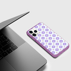 Чехол iPhone 11 Pro матовый Красивый цветочный узор, цвет: 3D-фиолетовый — фото 2