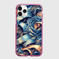 Чехол iPhone 11 Pro матовый Джинсовая рванина - модный тренд, цвет: 3D-малиновый