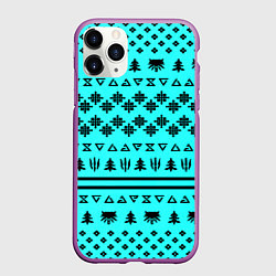 Чехол iPhone 11 Pro матовый Ведьмак зимний паттерн, цвет: 3D-фиолетовый