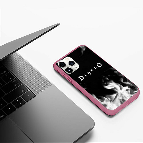 Чехол iPhone 11 Pro матовый Diablo fire black / 3D-Малиновый – фото 3