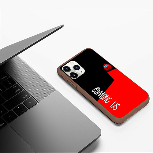 Чехол iPhone 11 Pro матовый Амонг ас геометрия красный / 3D-Коричневый – фото 3