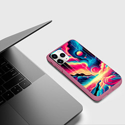 Чехол iPhone 11 Pro матовый Neon space fantasy - ai art, цвет: 3D-малиновый — фото 2