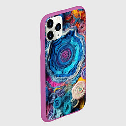 Чехол iPhone 11 Pro матовый Вязаные цветы - пэчворк, цвет: 3D-фиолетовый — фото 2