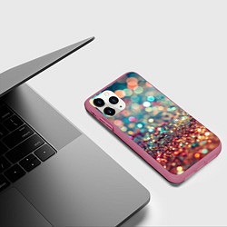 Чехол iPhone 11 Pro матовый Блестяшки боке, цвет: 3D-малиновый — фото 2