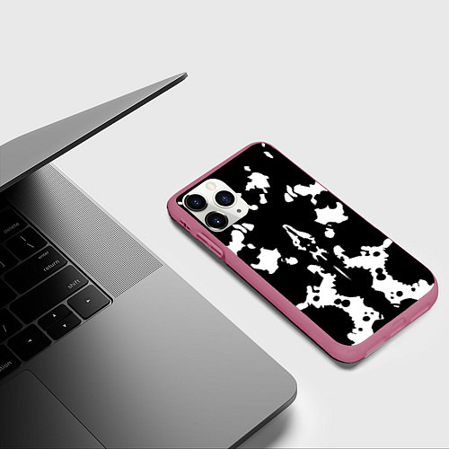 Чехол iPhone 11 Pro матовый Тест Роршаха - нейросеть / 3D-Малиновый – фото 3