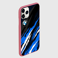 Чехол iPhone 11 Pro матовый БМВ - синий гексагон, цвет: 3D-малиновый — фото 2