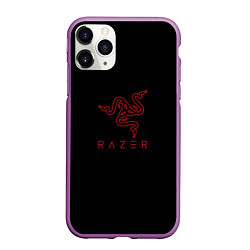 Чехол iPhone 11 Pro матовый Razer red logo, цвет: 3D-фиолетовый