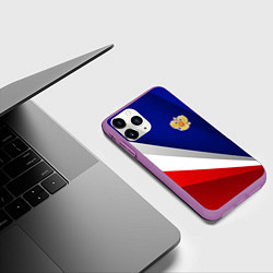 Чехол iPhone 11 Pro матовый Россия - униформа федерации, цвет: 3D-фиолетовый — фото 2