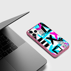 Чехол iPhone 11 Pro матовый Маска гопника, цвет: 3D-малиновый — фото 2