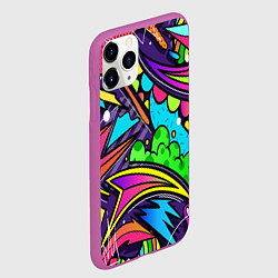 Чехол iPhone 11 Pro матовый Яркое граффити, цвет: 3D-фиолетовый — фото 2
