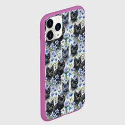 Чехол iPhone 11 Pro матовый Черные коты в незабудках, цвет: 3D-фиолетовый — фото 2