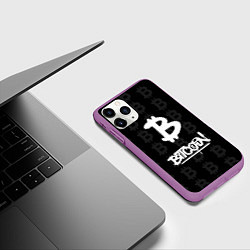 Чехол iPhone 11 Pro матовый Биткоин - граффити белый, цвет: 3D-фиолетовый — фото 2