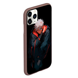 Чехол iPhone 11 Pro матовый Парень в темноте в стиле манга - manga dark, цвет: 3D-коричневый — фото 2