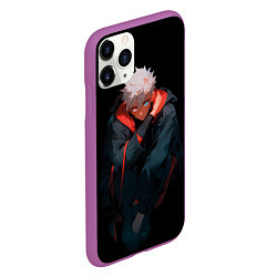 Чехол iPhone 11 Pro матовый Парень в темноте в стиле манга - manga dark, цвет: 3D-фиолетовый — фото 2