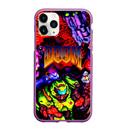 Чехол iPhone 11 Pro матовый Doom game demons, цвет: 3D-фиолетовый