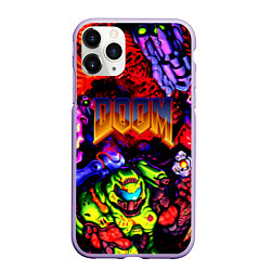 Чехол iPhone 11 Pro матовый Doom game demons, цвет: 3D-светло-сиреневый