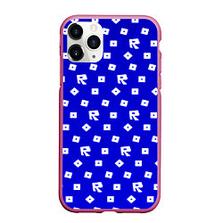 Чехол iPhone 11 Pro матовый Roblox blue pattern, цвет: 3D-малиновый