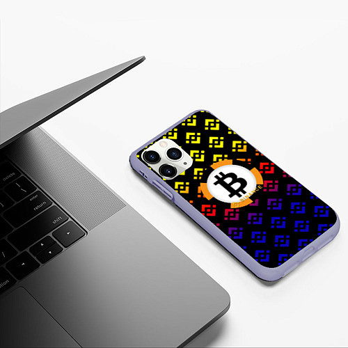 Чехол iPhone 11 Pro матовый Bitcoin binance / 3D-Светло-сиреневый – фото 3